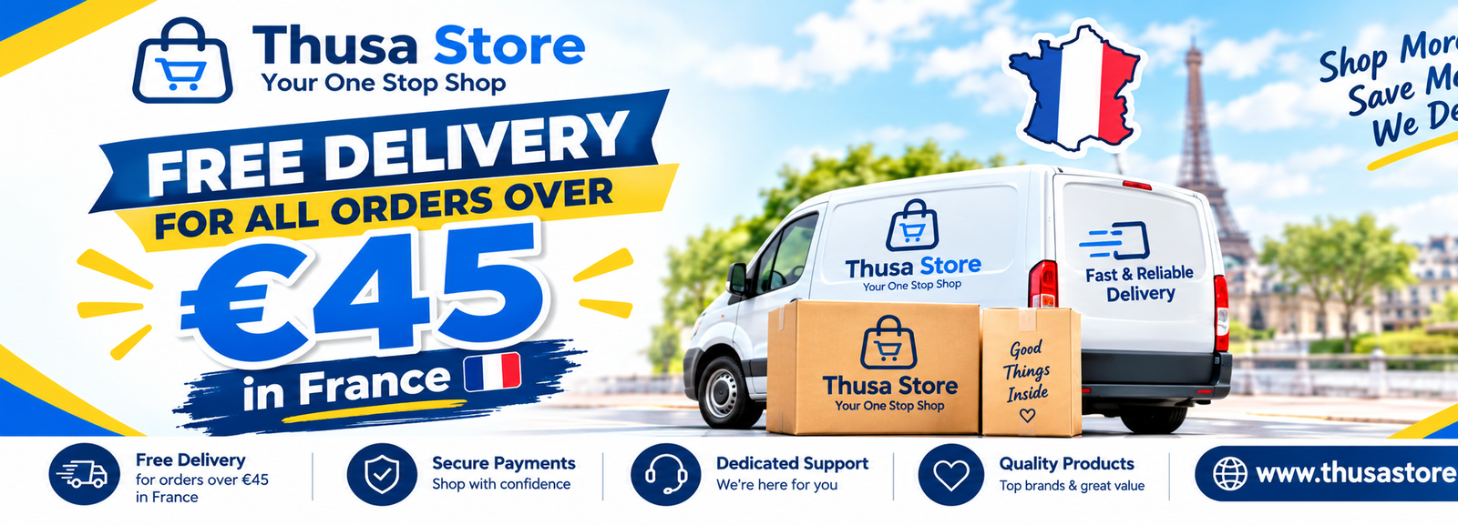 Thusa Store Free Delivery Banner